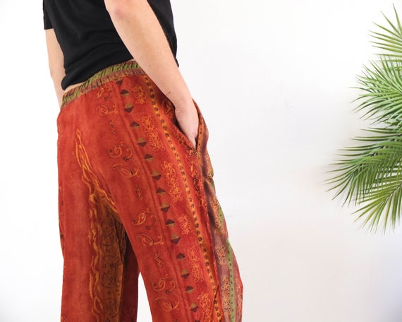 Vintage 90s boho baggy pants, 90s harem print pan… - image 4