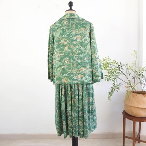 Conjunto vintage de los años 80 con vestido y chaqueta floral, conjunto de dos piezas de vestido de verano con chaqueta ligera de los años 80, traje de cárdigan a juego de los años 80 XL 2XL imagen 18