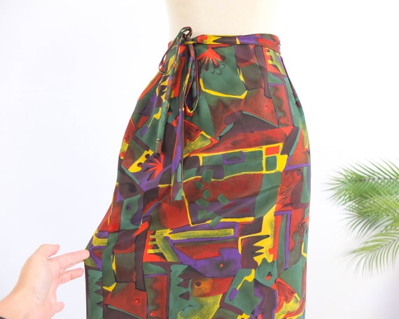 Vintage 90s boho long wrap skirt, Vintage maxi wr… - image 9