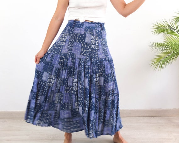 Vintage Boho Maxi Long Skirt Vintage Black Brown Indian - Etsy