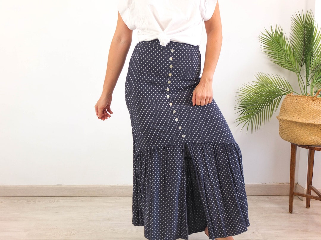 1990s Vintage Striped A-line Skirt - M main image 1