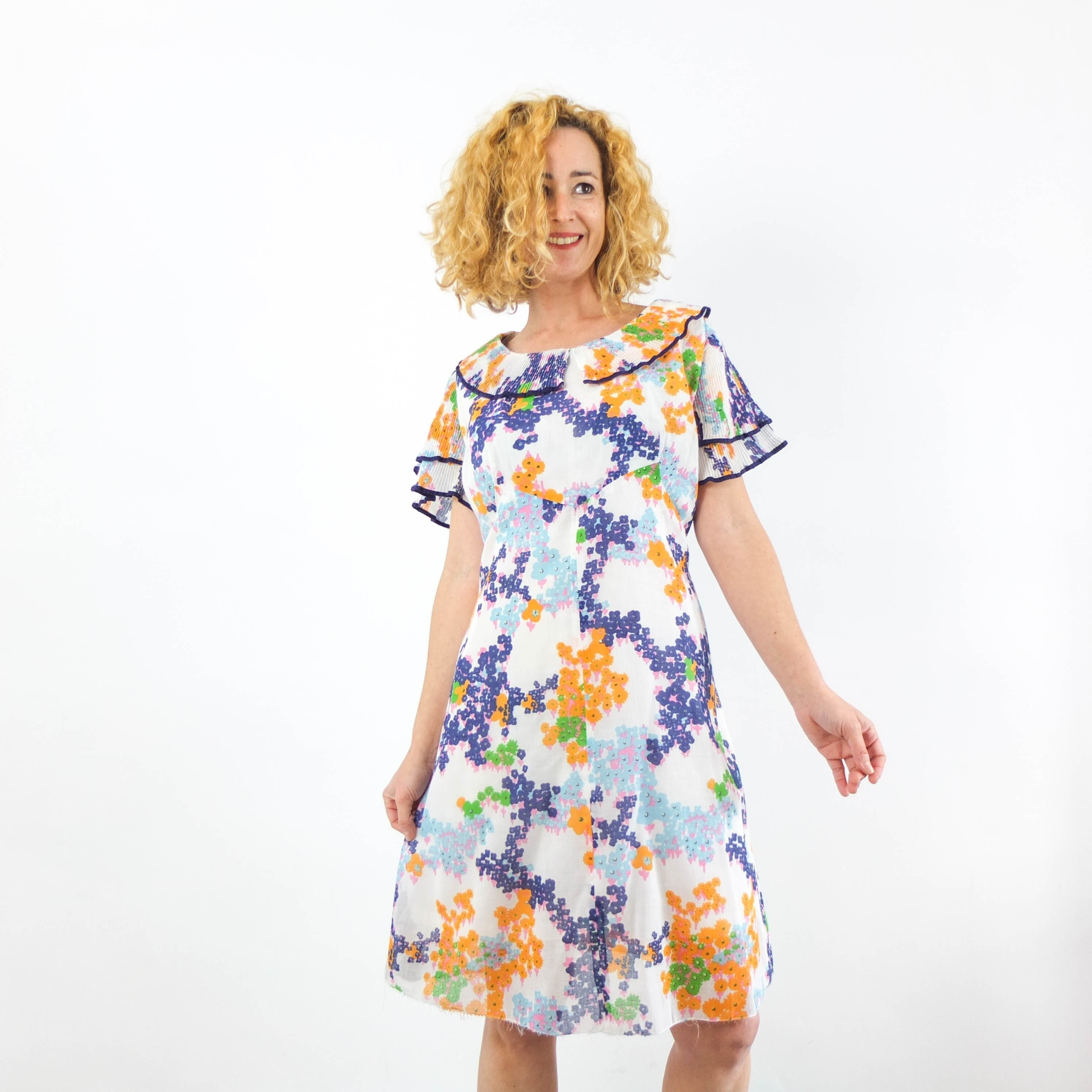 Vintage 60s Plus Size Mod Mini Dress 