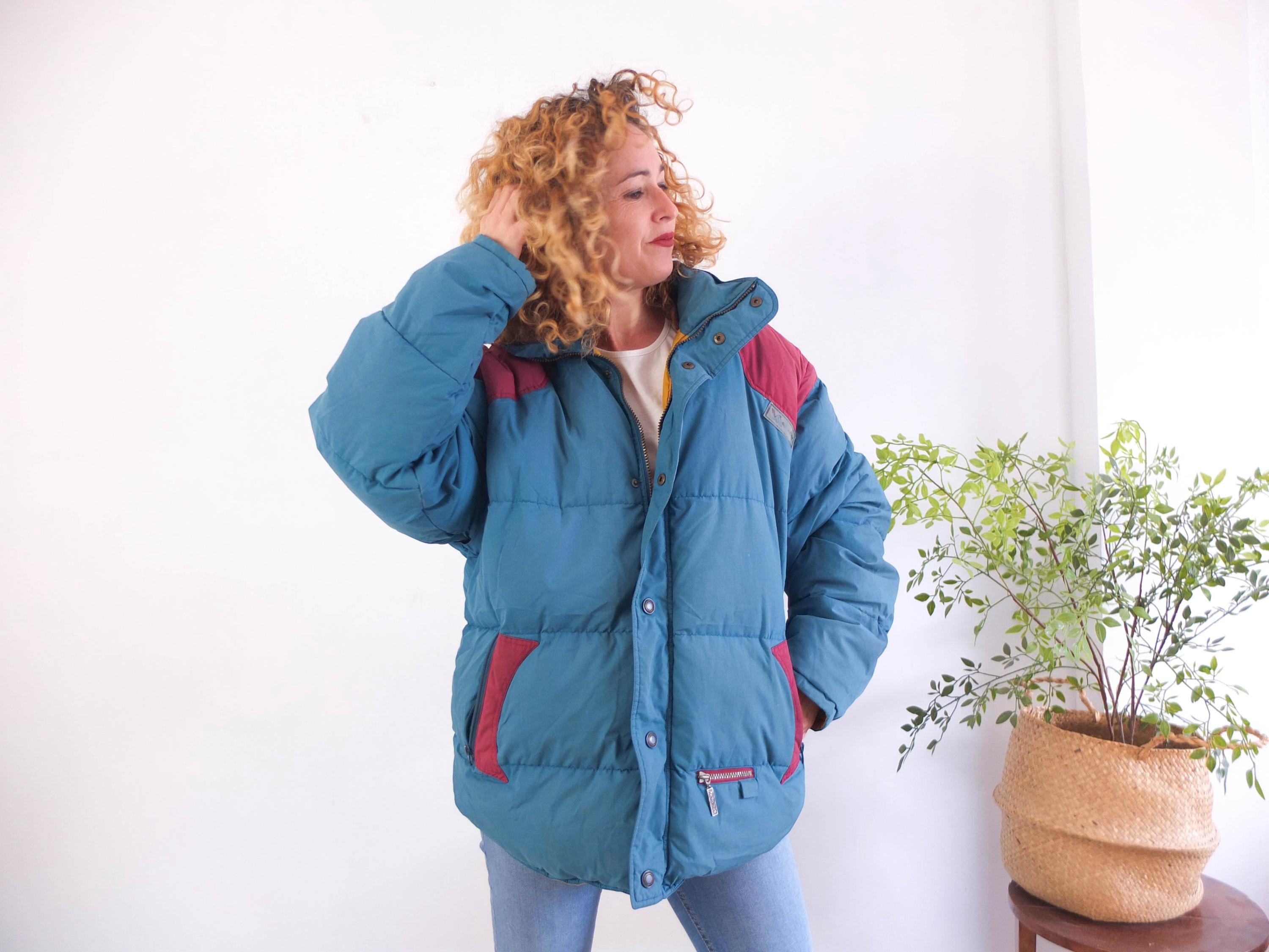 Vintage 90s Crop Puffer Jacket, 1990s Color Block Ski Puffer 