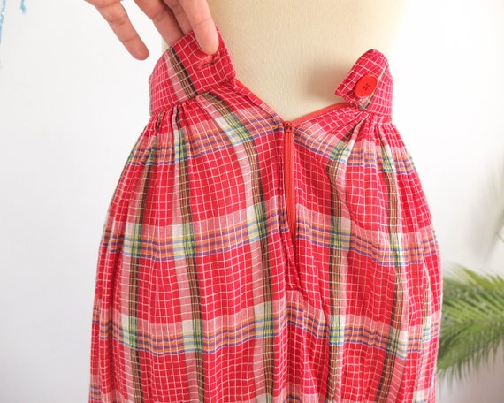 Vintage 70s red prairie maxi skirt, 70s cotton pl… - image 10