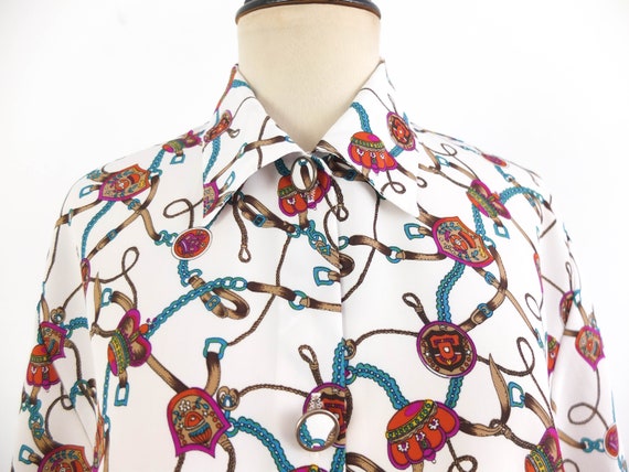 Vintage 90s baroque button shirt with short sleev… - image 5