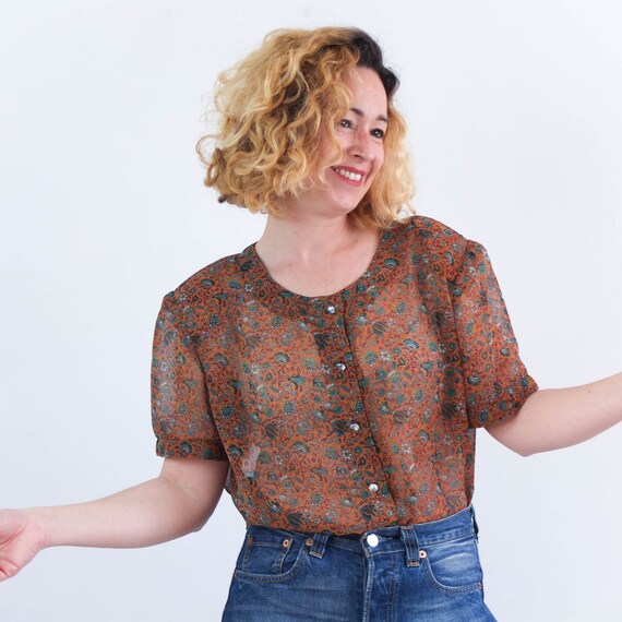 Vintage Floral Sheer Blouse Vintage 