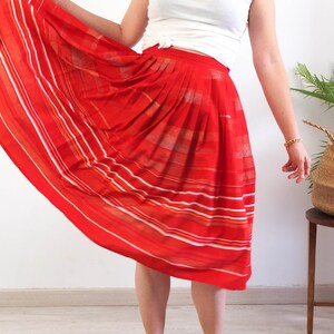 Vintage monochrome Pleated Skirt| 80s black and white minimalist skirt| Striped midi skirt