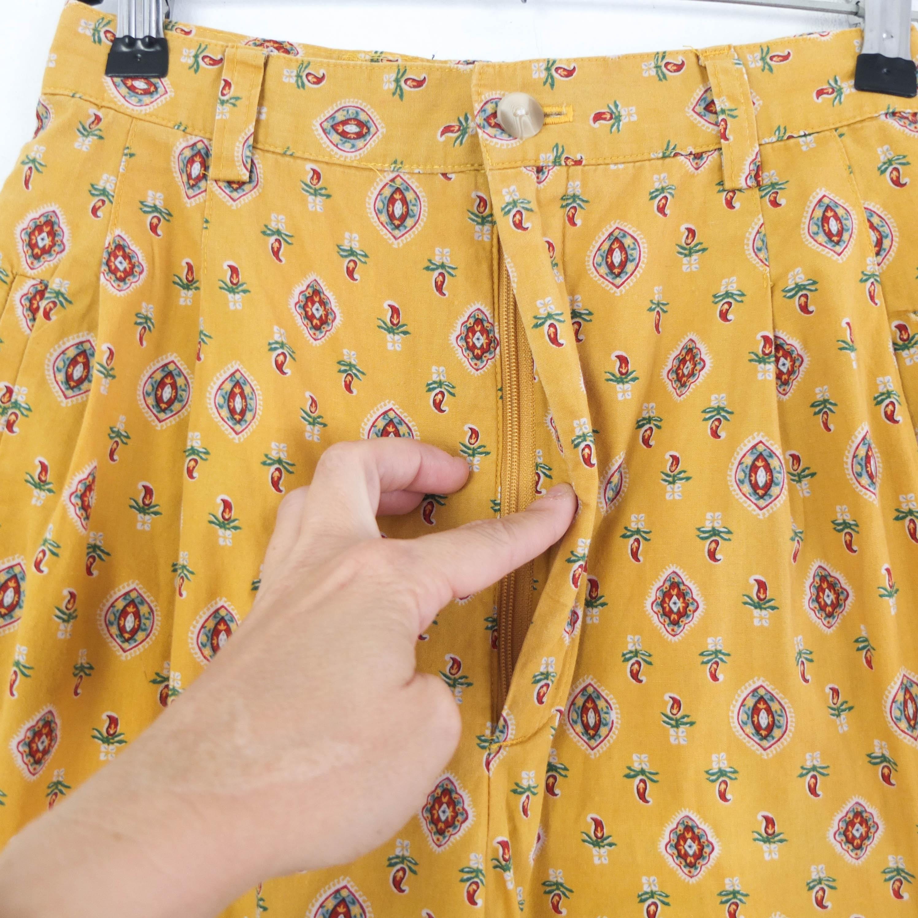 Vintage 80s Floral Pleated Pants, 80s Cotton Floral Baggy Pants 