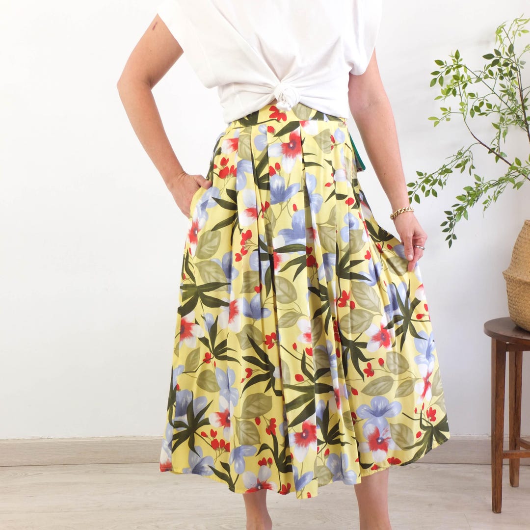 Vintage 90s Plus Size Floral Maxi Skirt, 90s High Waist