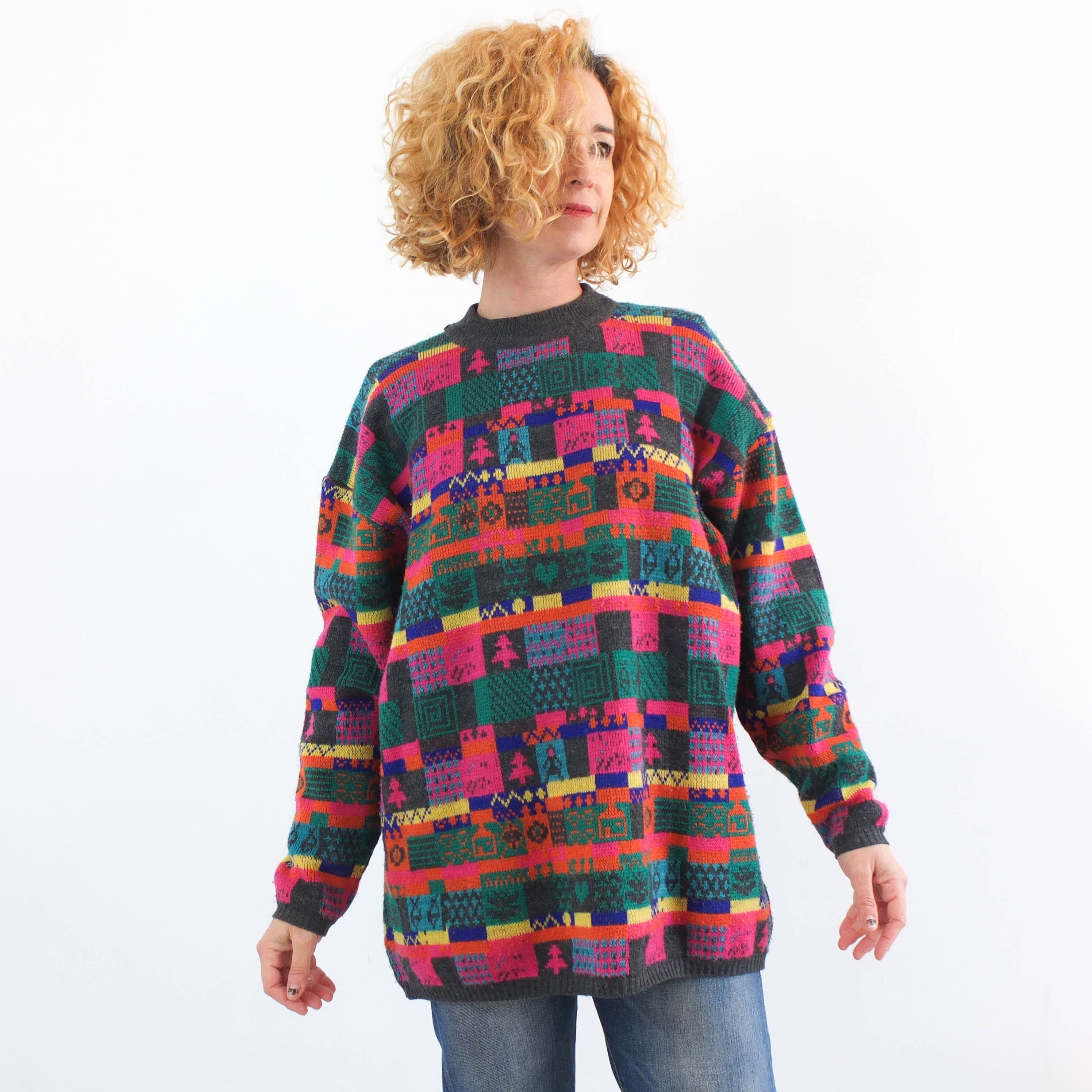 Vintage 90s 80s Colorful Retro Sweater 