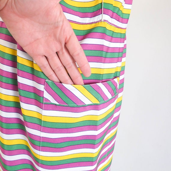 Vintage 80s summer striped dress short sleeve, Vi… - image 8