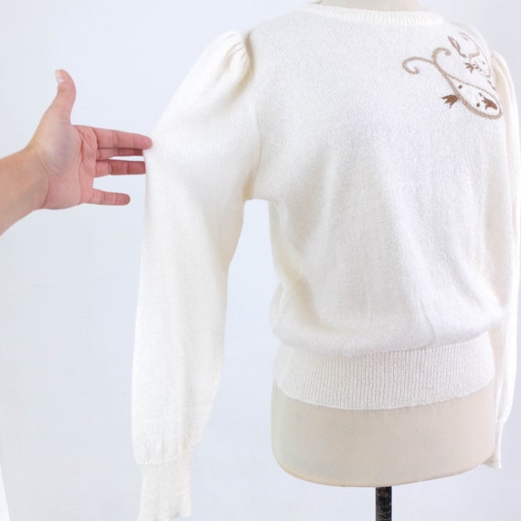 Vintage 80s white mohair sweater by Escada, 80s f… - image 7