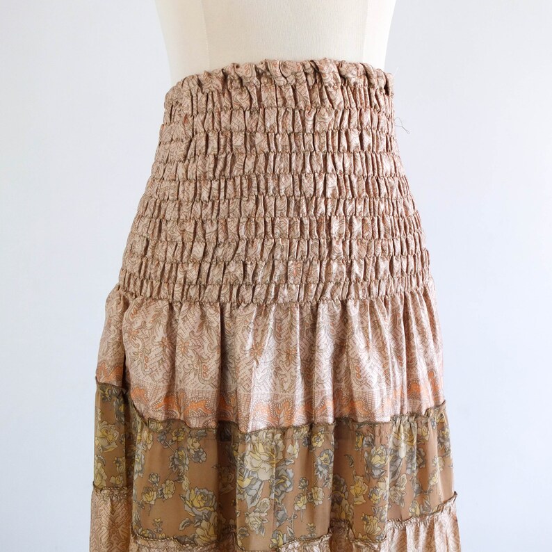 Vintage tiered long dress Vintage indian maxi skirt Broomstick Boho long skirt Vintage gypsy silk skirt Vintage boho hippie maxi skirt