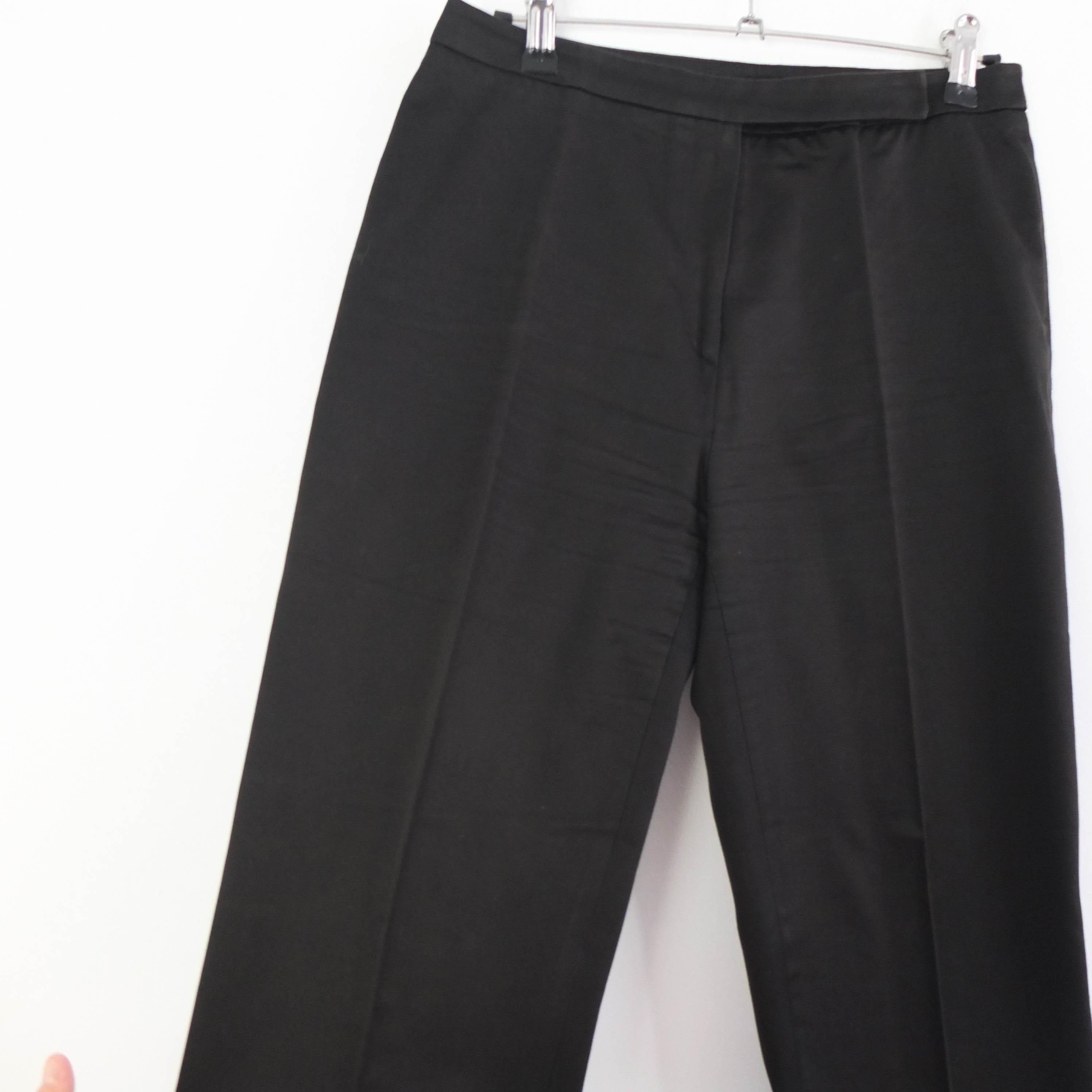 Vintage 90s Black Wide Slacks M, 90s Minimal Straight Leg Trousers