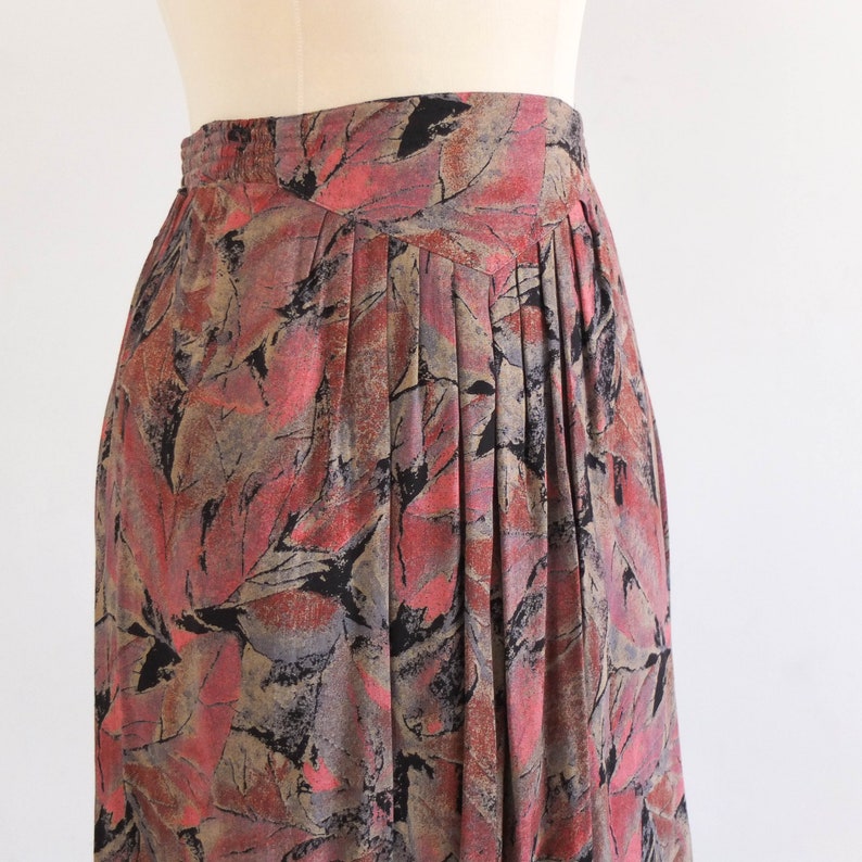 Vintage 80s high waisted pleated skirt Vintage printed fall | Etsy