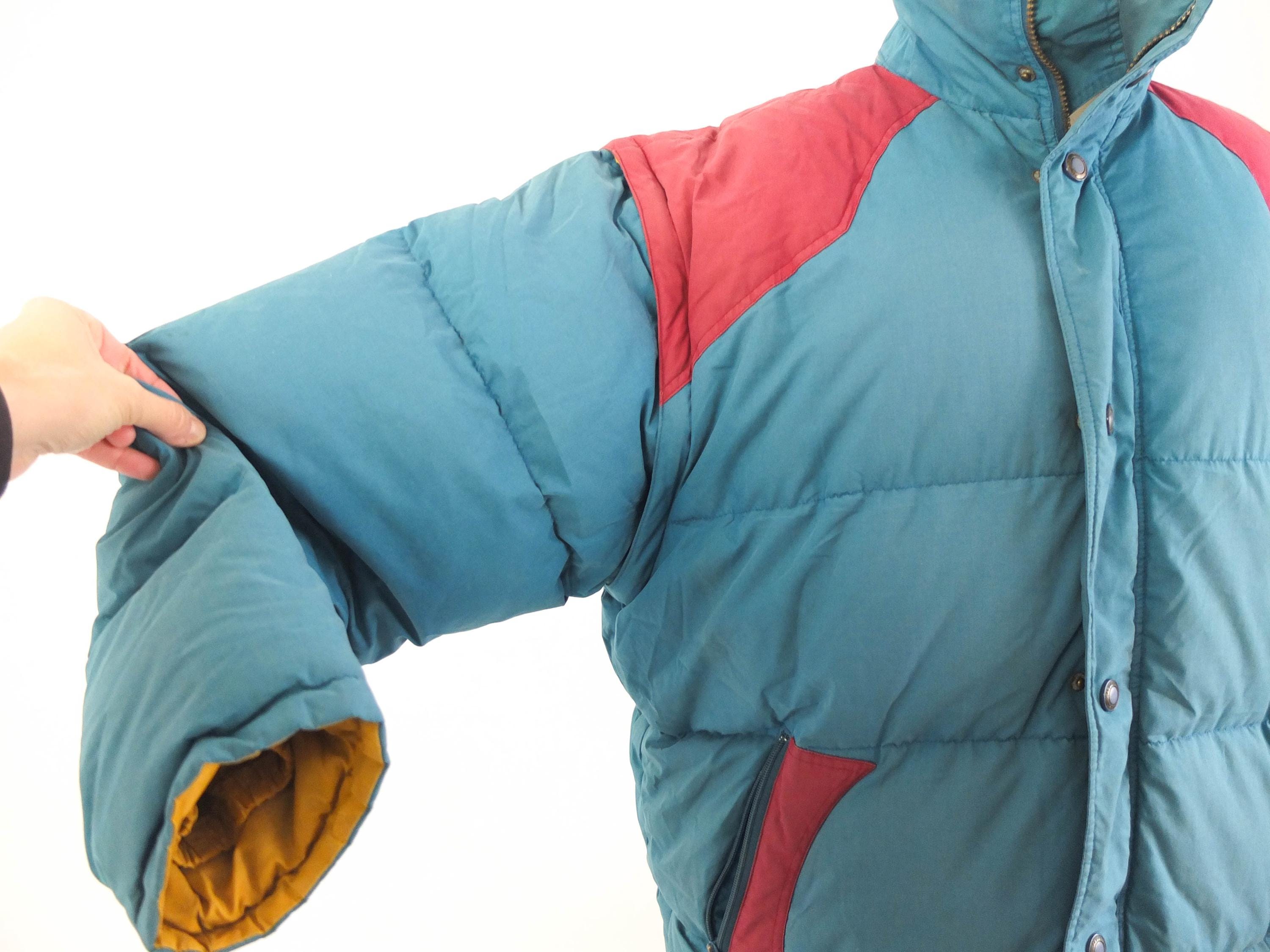 Vintage 90s Crop Puffer Jacket, 1990s Color Block Ski Puffer 