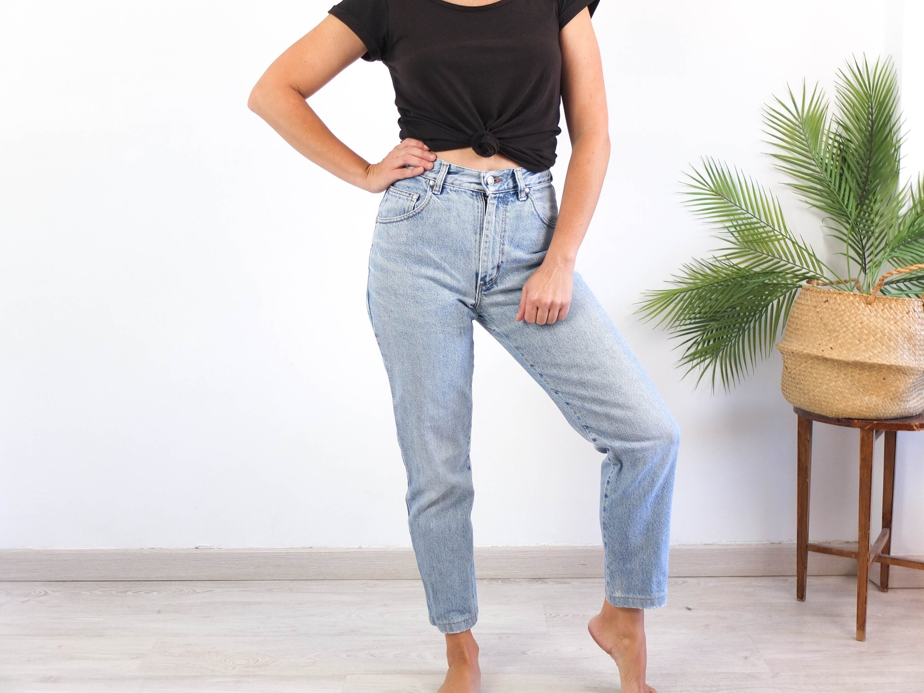 Pleated Mom Jeans 80s 90s Denim Pants High Waist Jeans 1990s Jeans Tapered  Dark Wash Denim 1990s Vintage XXS 2XS 