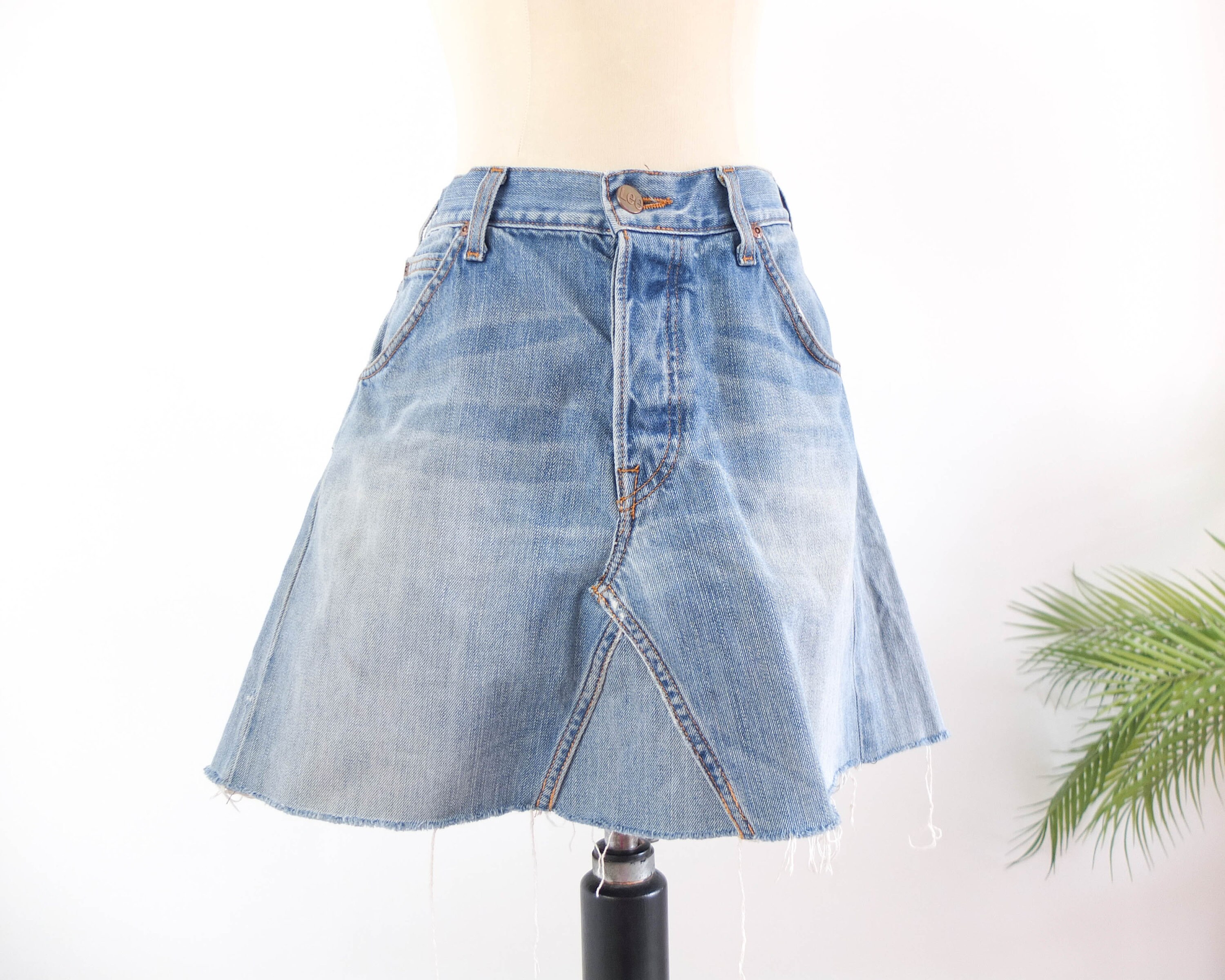 Vintage 90s Lee Mid Waist Denim Skirt Size Large, Vintage