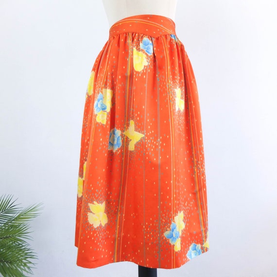 Vintage 80s retro orange high waist skirt, Vintag… - image 6