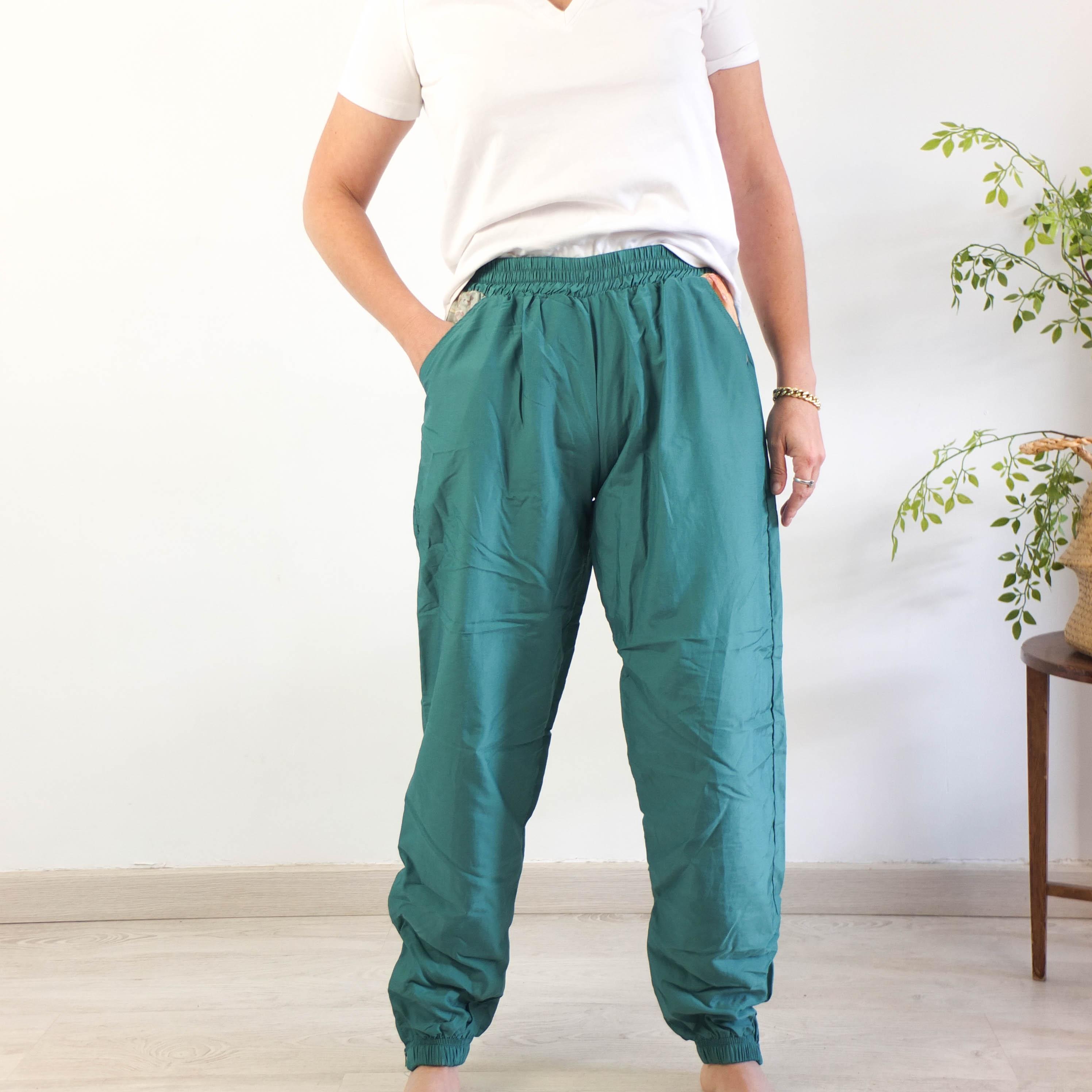 パンツ 90s  track pants Vintage 90s Green Track Pants, Vintage Retro Sport Windbreaker