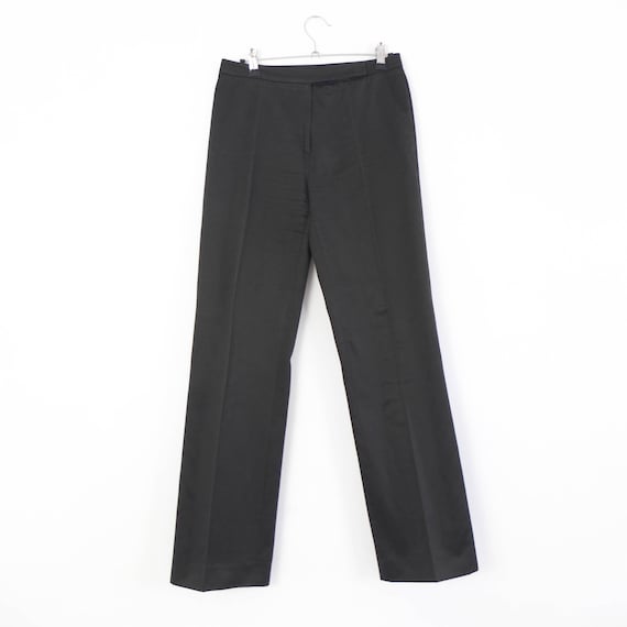 パンツ slacks pants 90s Vintage 90s Black Wide Slacks M, 90s Minimal Straight Leg Trousers