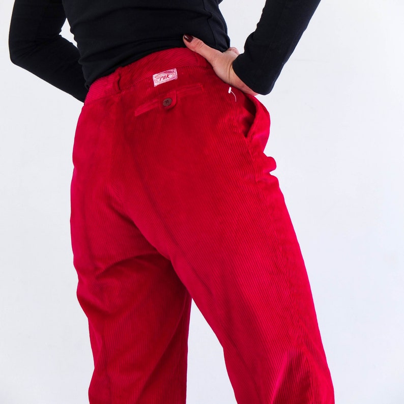 Vintage red corduroy pants Vintage high waist corduroy pants Etsy