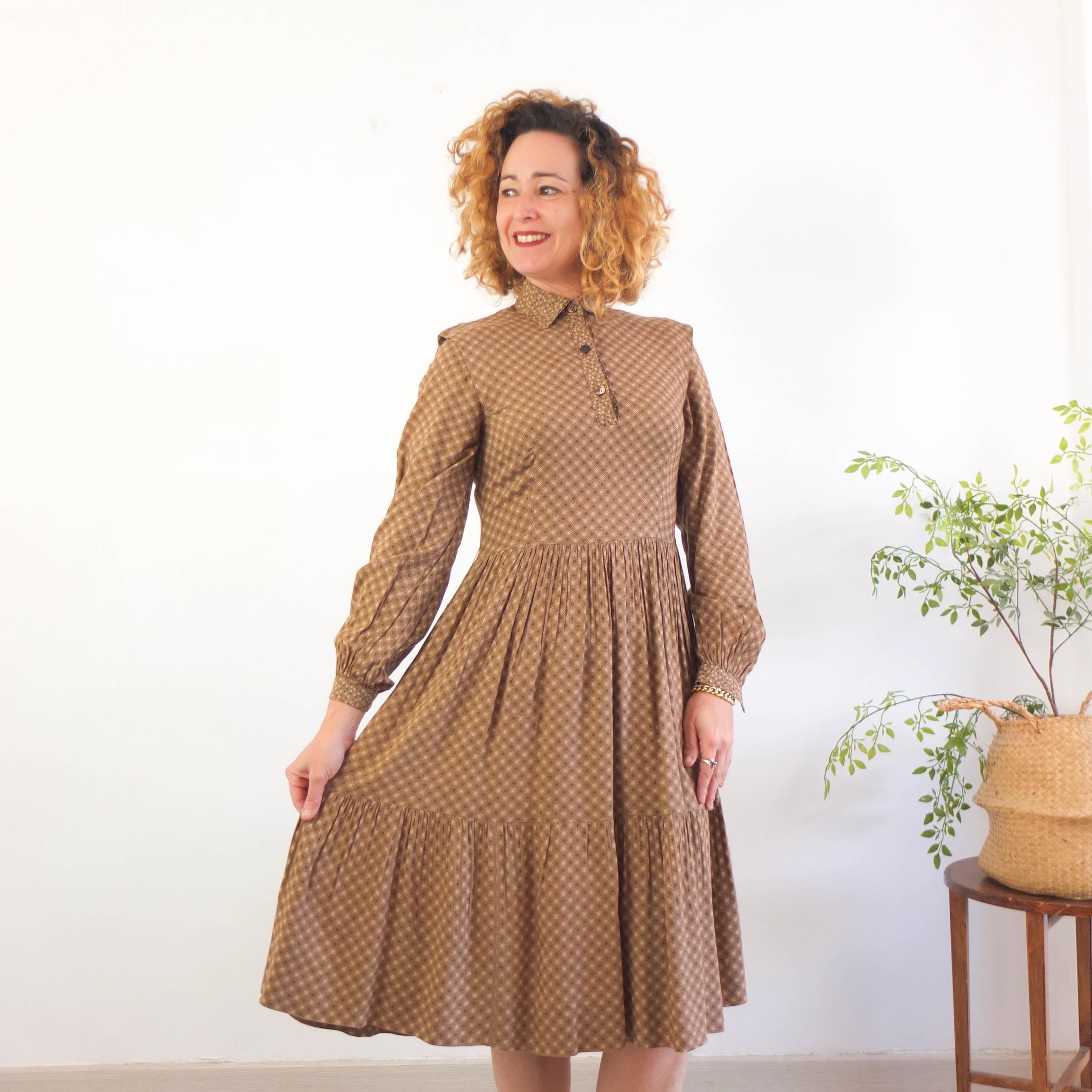 Brown Plaid Midi Dress - Etsy