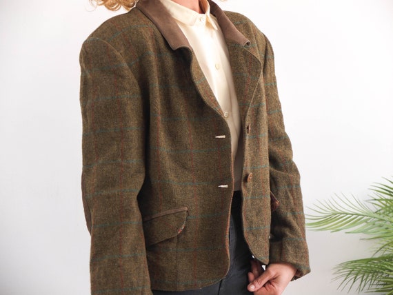 Vintage 80s 90s dark green wool blazer, Vintage w… - image 3