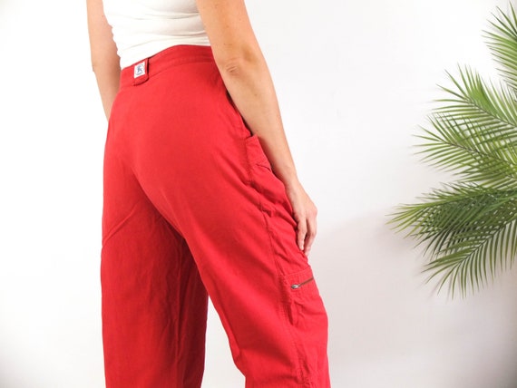 Vintage 80s red high waist pants, 1980s red cotto… - image 4