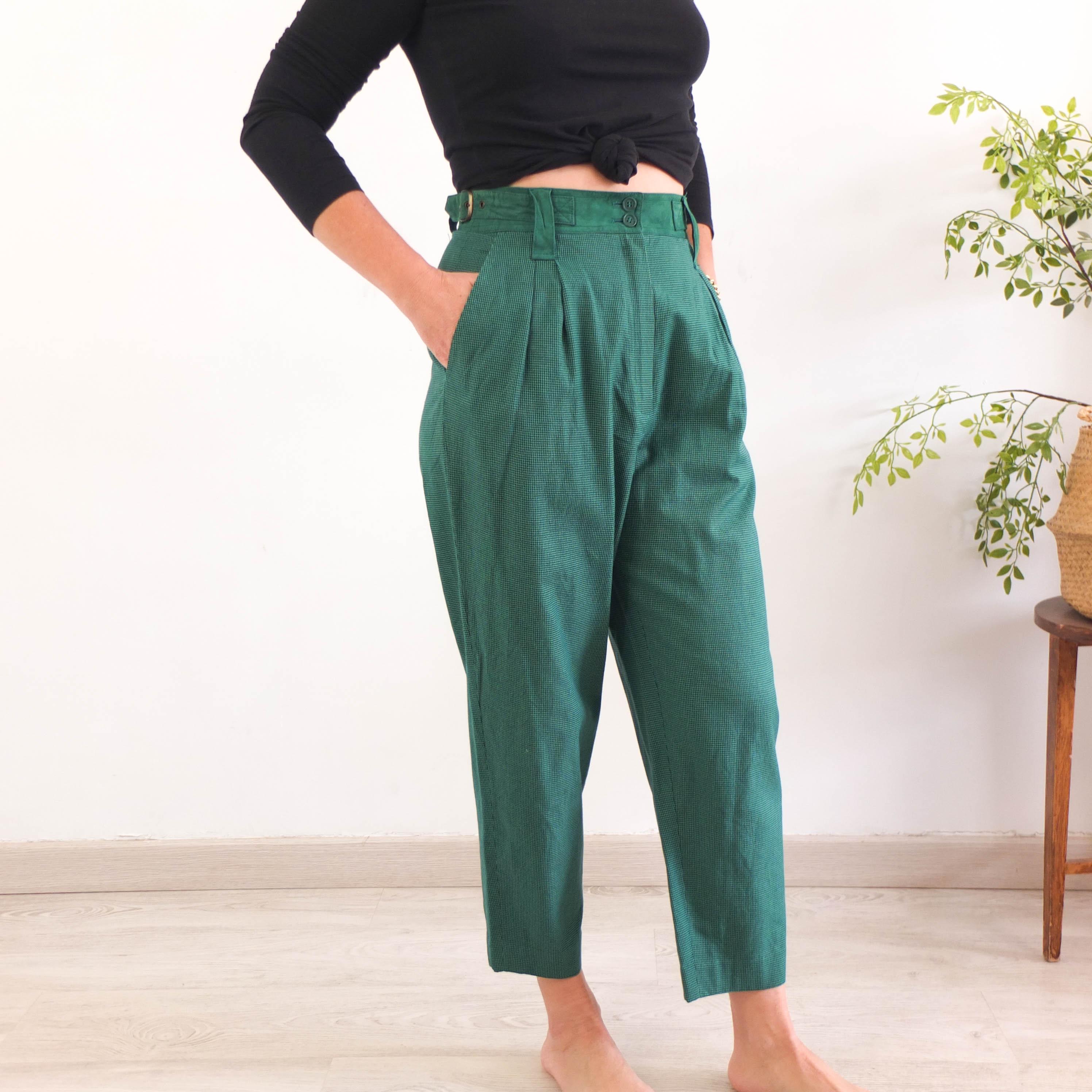 Vintage 80s Plaid Pleated Trousers, Vintage Houndstooth Pants