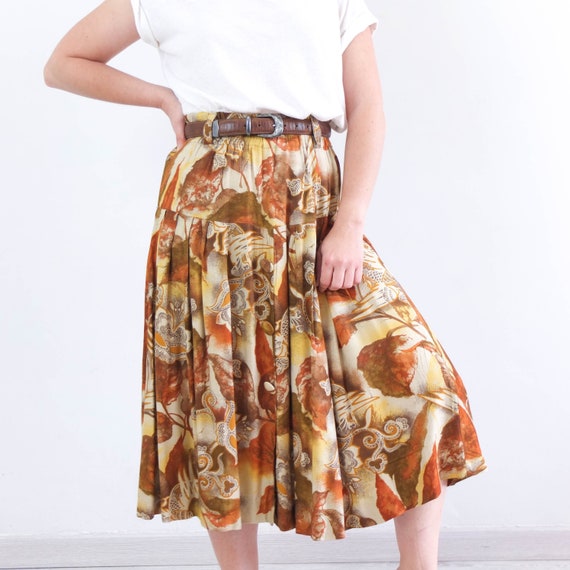 Vintage 80s High Waist Boho Long Skirt 