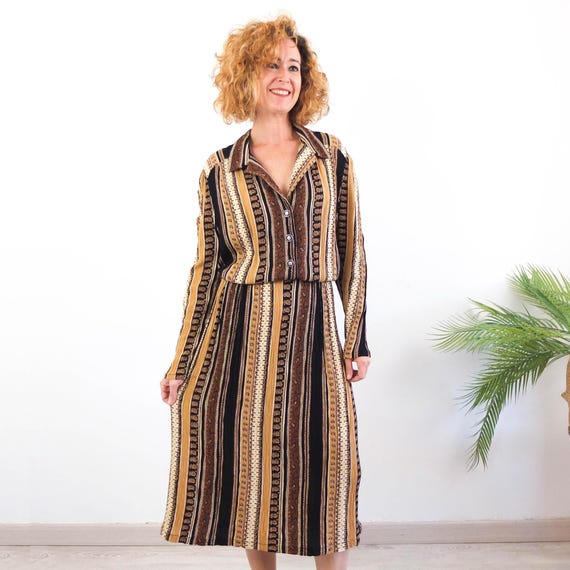 Vintage 90s Long Sleeve Grunge Dress, Vintage Boho Button Maxi