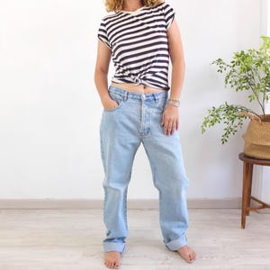Calça jeans boyfriend vintage dos anos 90, perna reta, tamanho M, calça jeans larga estilo hip hop vintage dos anos 90, unissex, tamanho M - G imagem 9
