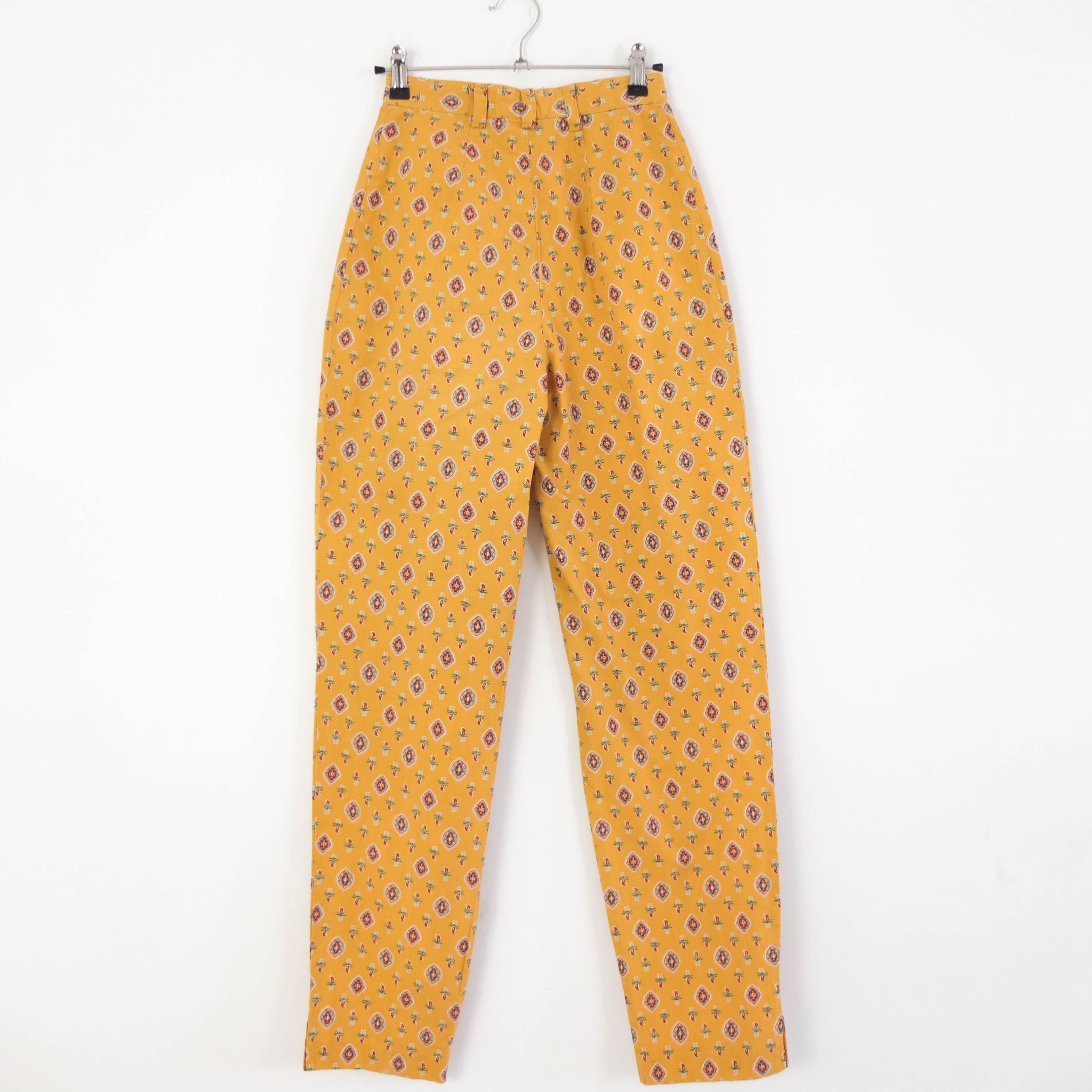Vintage 80s Floral Pleated Pants, 80s Cotton Floral Baggy Pants 