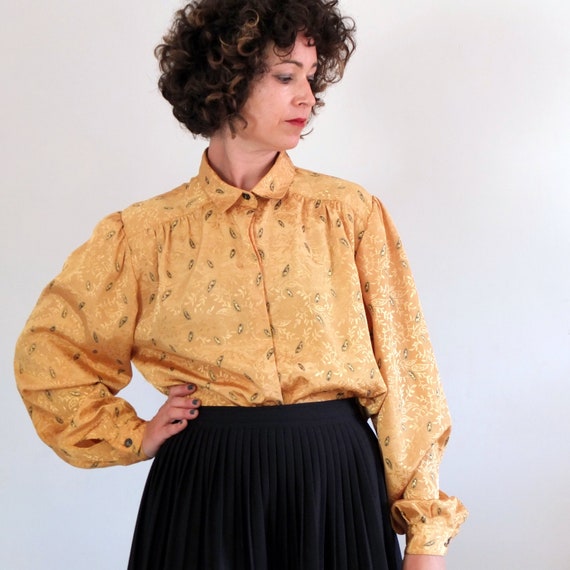 ladies gold satin blouse