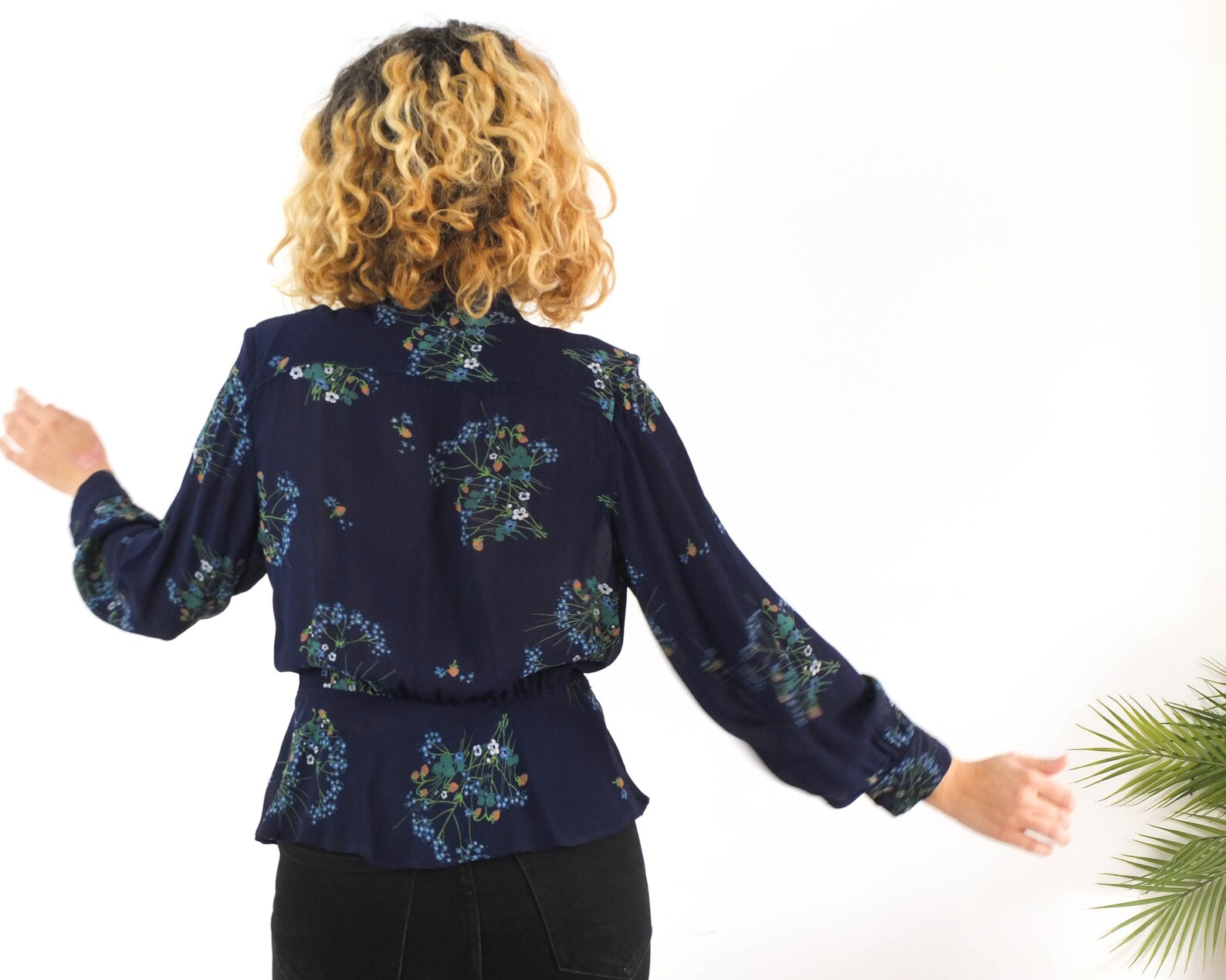 Vintage Floral Sheer Blouse 80s Sheer Button up Blouse Etsy