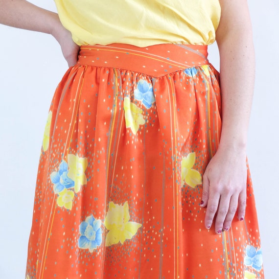 Vintage 80s retro orange high waist skirt, Vintag… - image 5