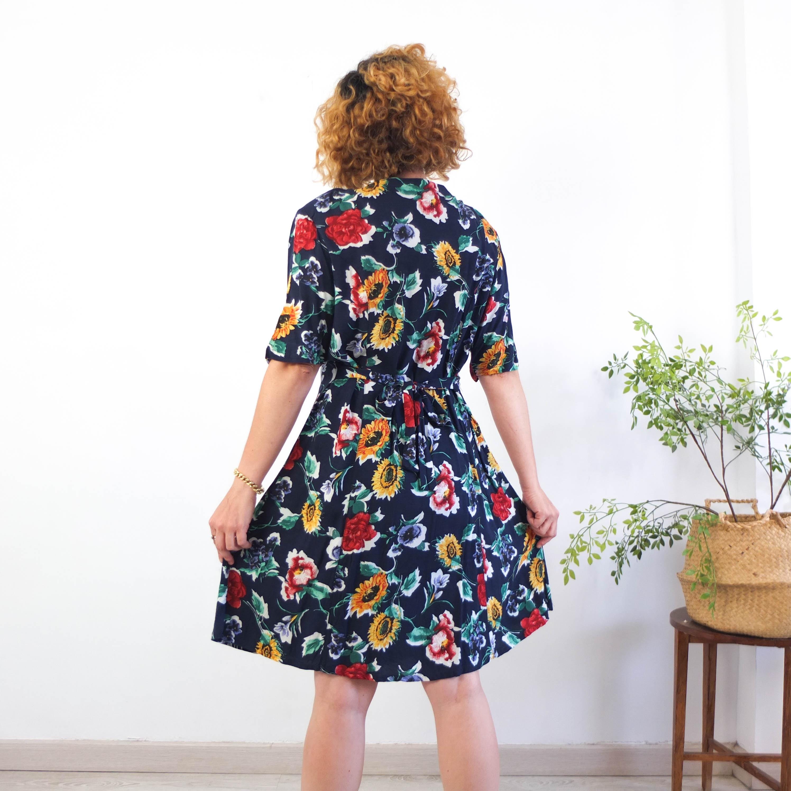 Vintage 90s Plus Size Floral Button Down Dress, 90s Floral