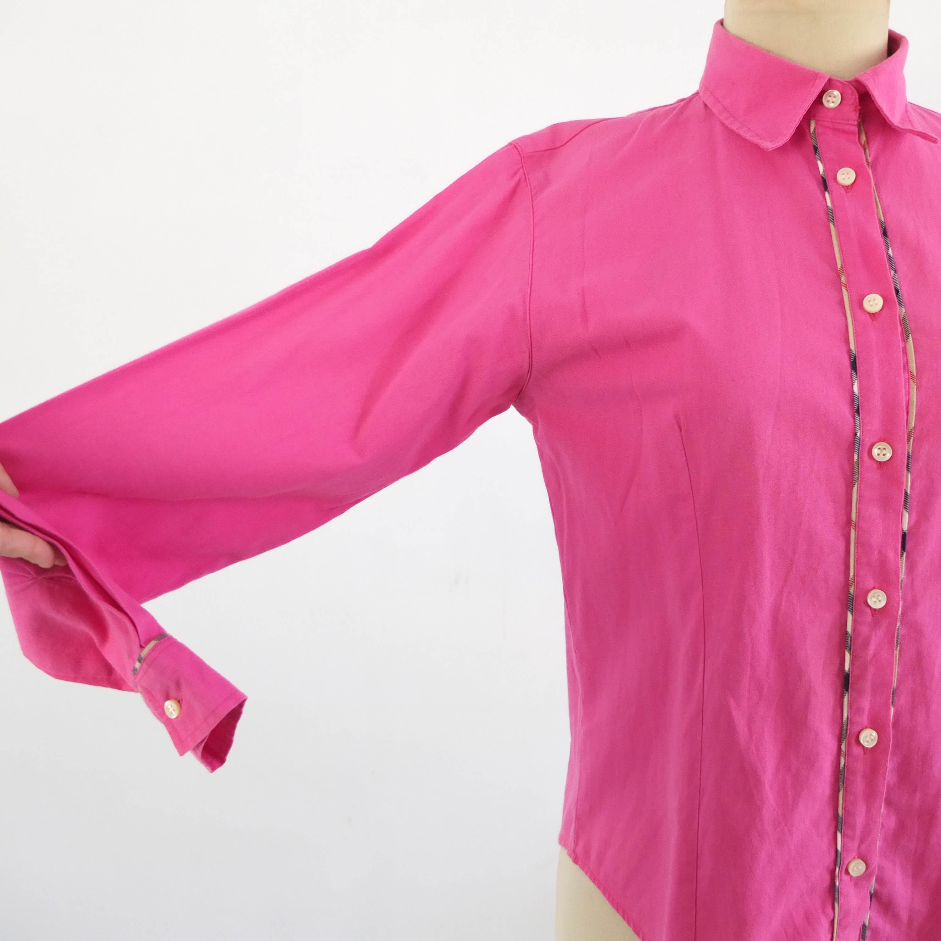 Vintage 90s Burberry Pink Shirt Women, 1990s Burberry London Nova 