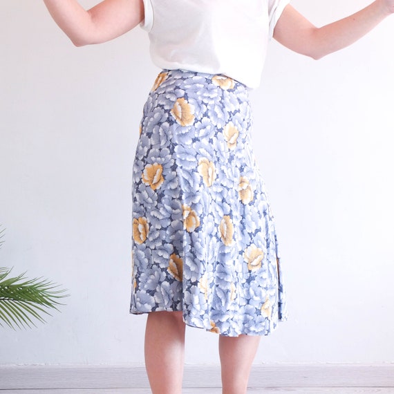 Vintage preppy floral a line skirt, Summer high w… - image 4