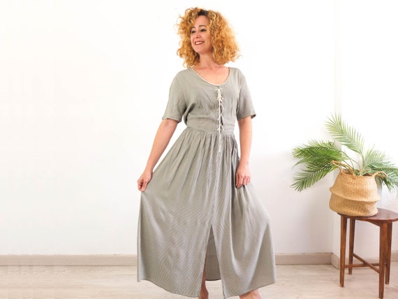 slim fit dress slacks Green Gingham Check Maxi Dress main image 1