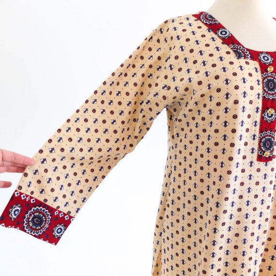 Vintage boho indian tunic dress, Vintage long sle… - image 7