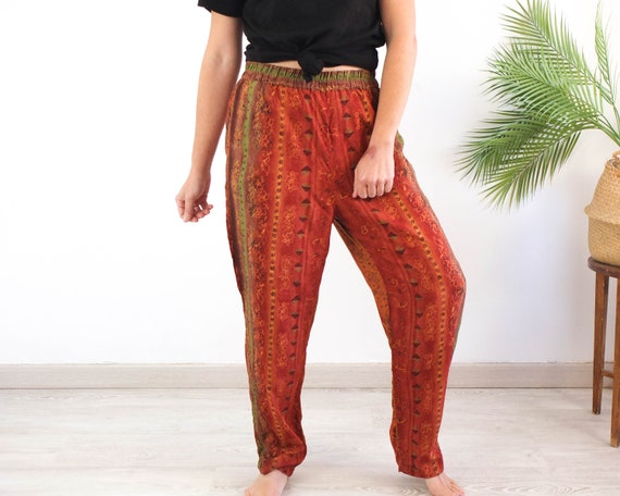 Vintage 90s boho baggy pants, 90s harem print pan… - image 6