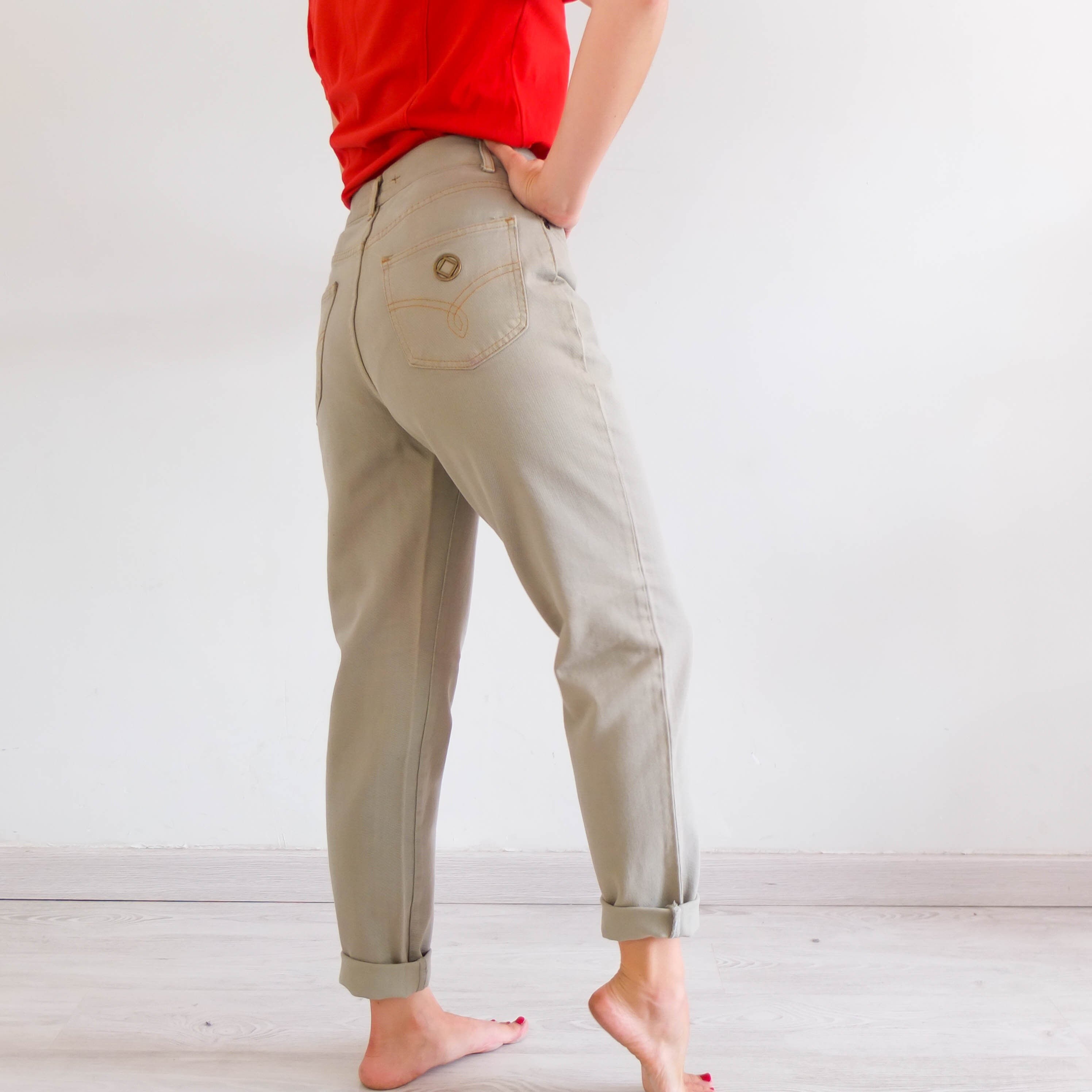 Buy > brown high waisted jeans > in stock