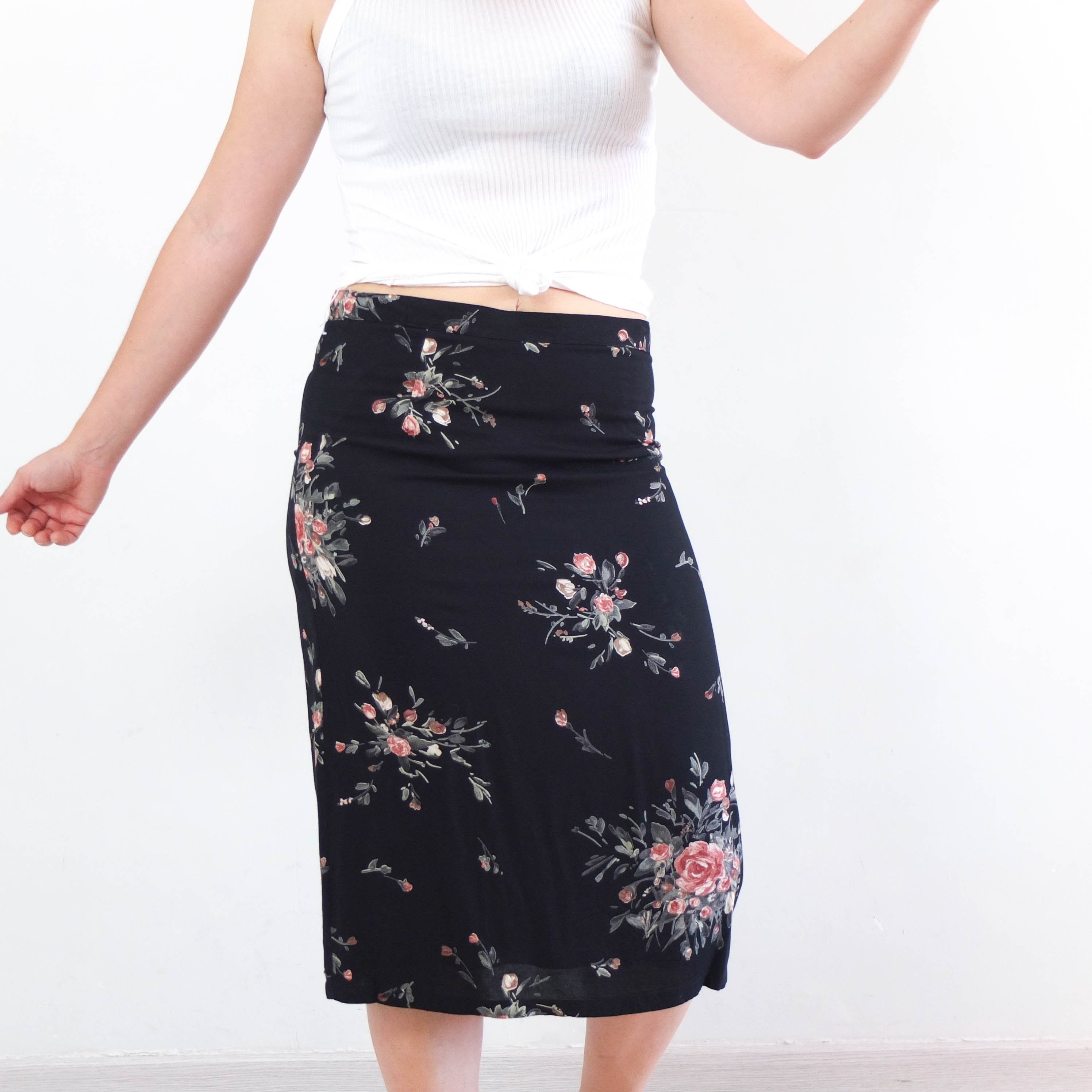 90s floral midi clearance skirt