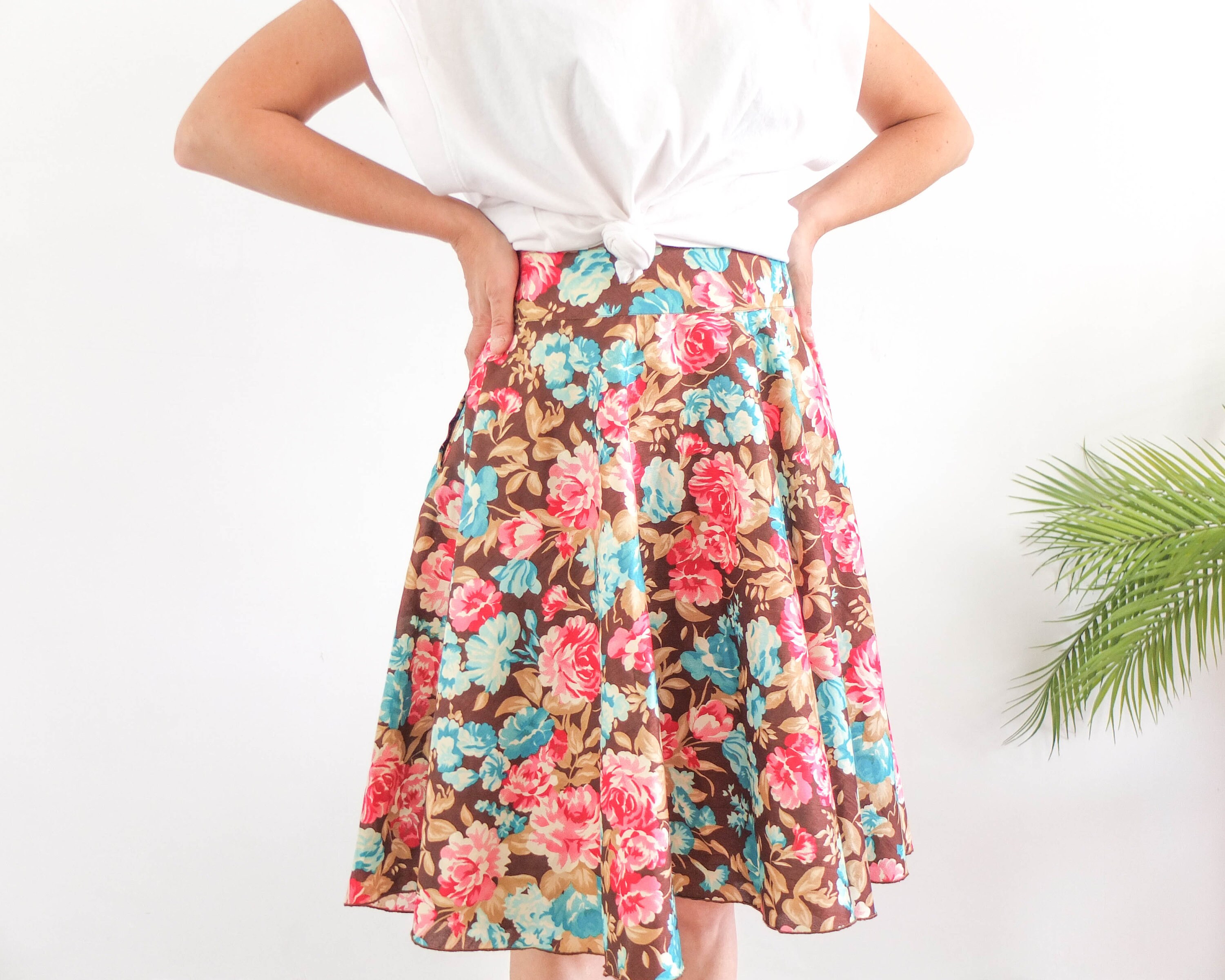 Vintage Floral Pull Up Skirt