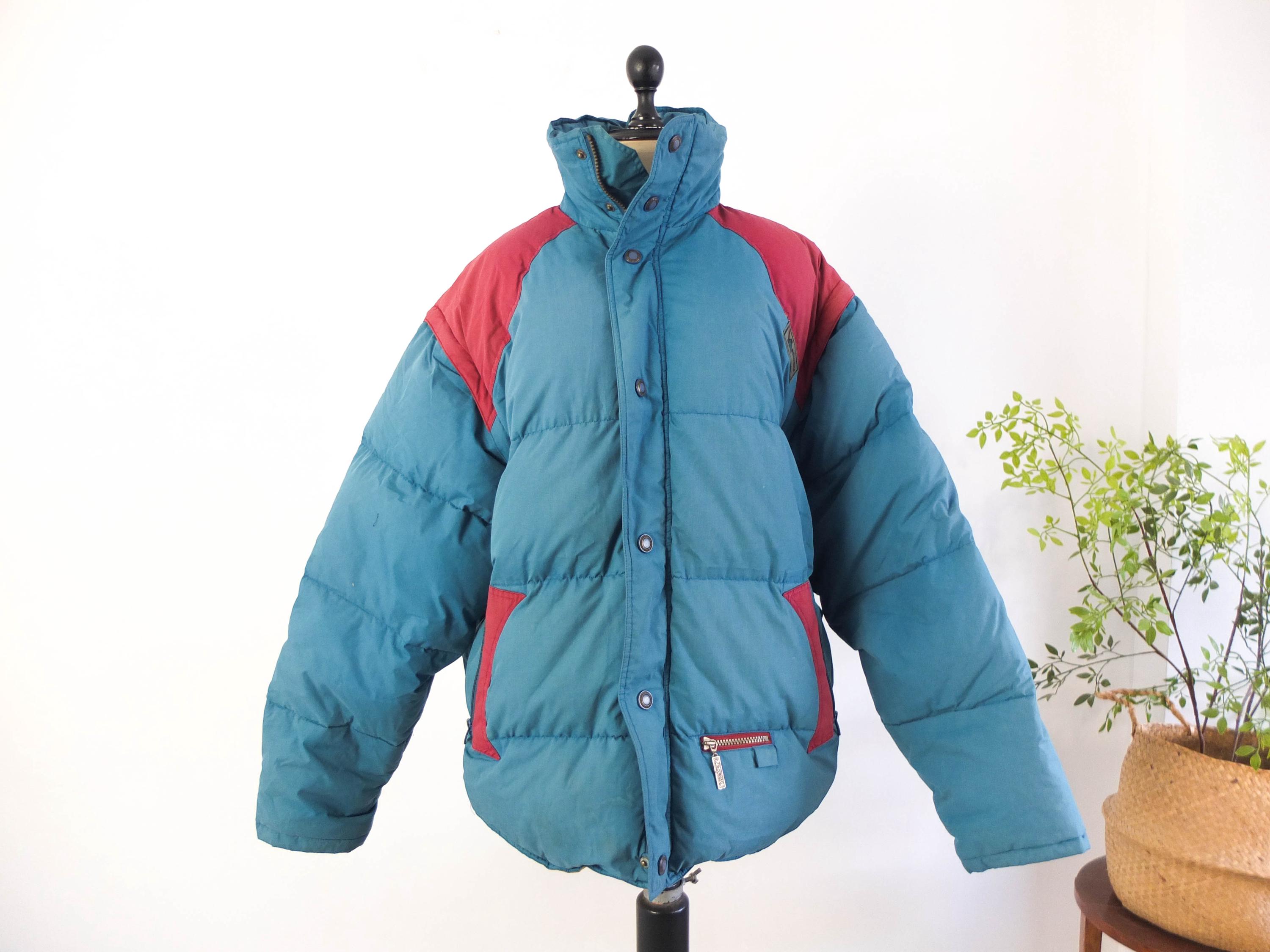 Vintage 90s Crop Puffer Jacket, 1990s Color Block Ski Puffer 