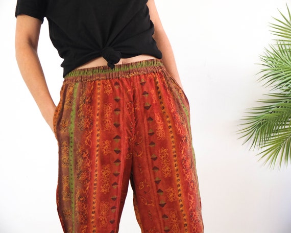 Vintage 90s boho baggy pants, 90s harem print pan… - image 3