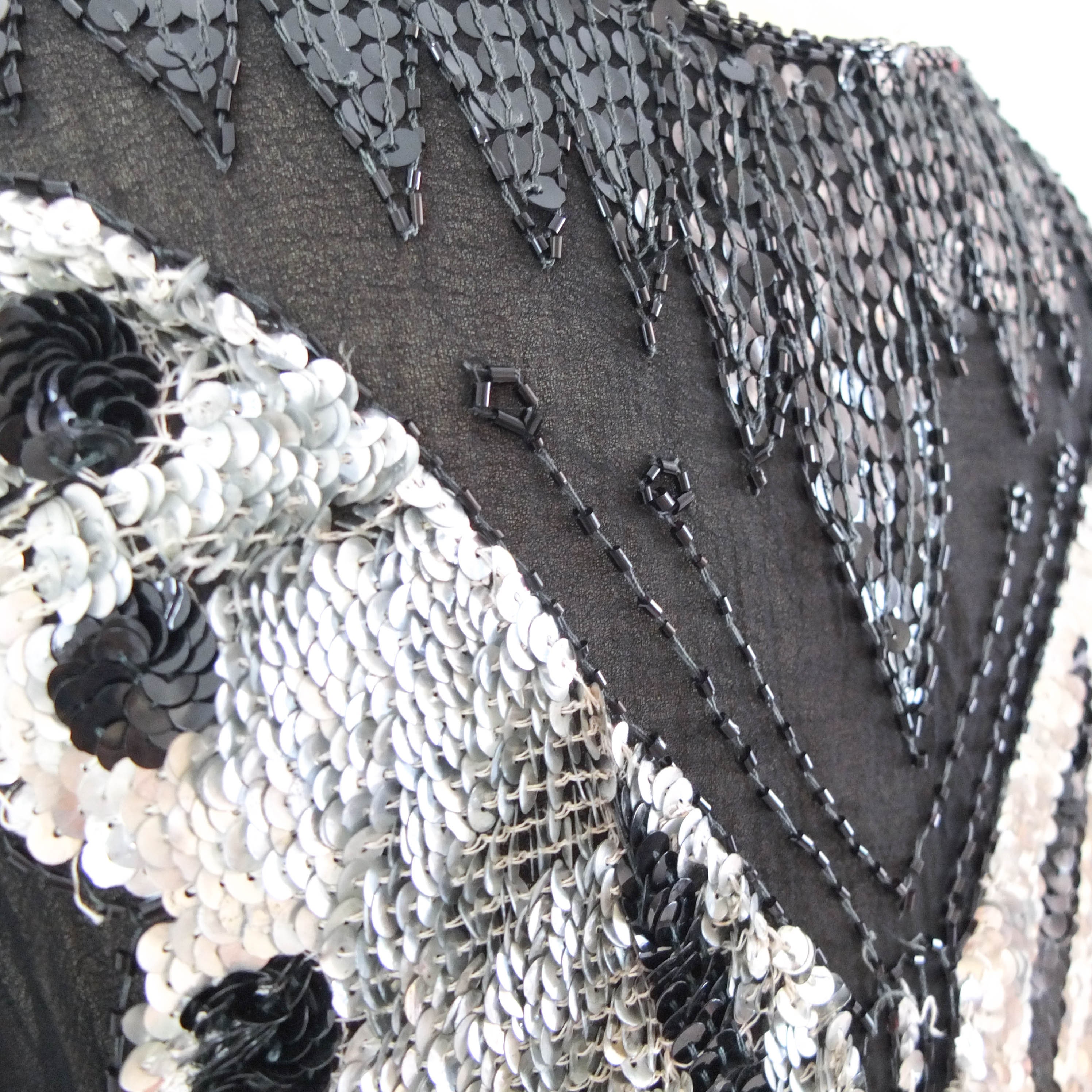 Haut Chico's Rayé Noir Et Blanc à Paillettes, épaules Ouvertes - Taille 8 (M)