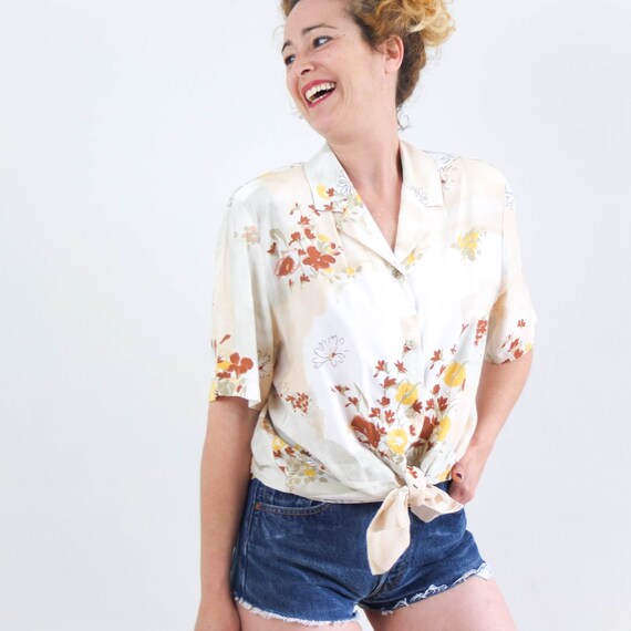 Vintage Floral Patchwork Shirt 90s Boho 